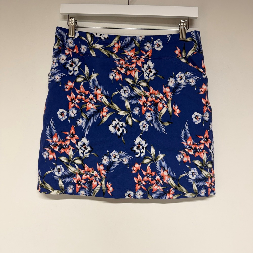 Mario Serrani Italy Women Blue Floral Skort Size M Tropical Skirt